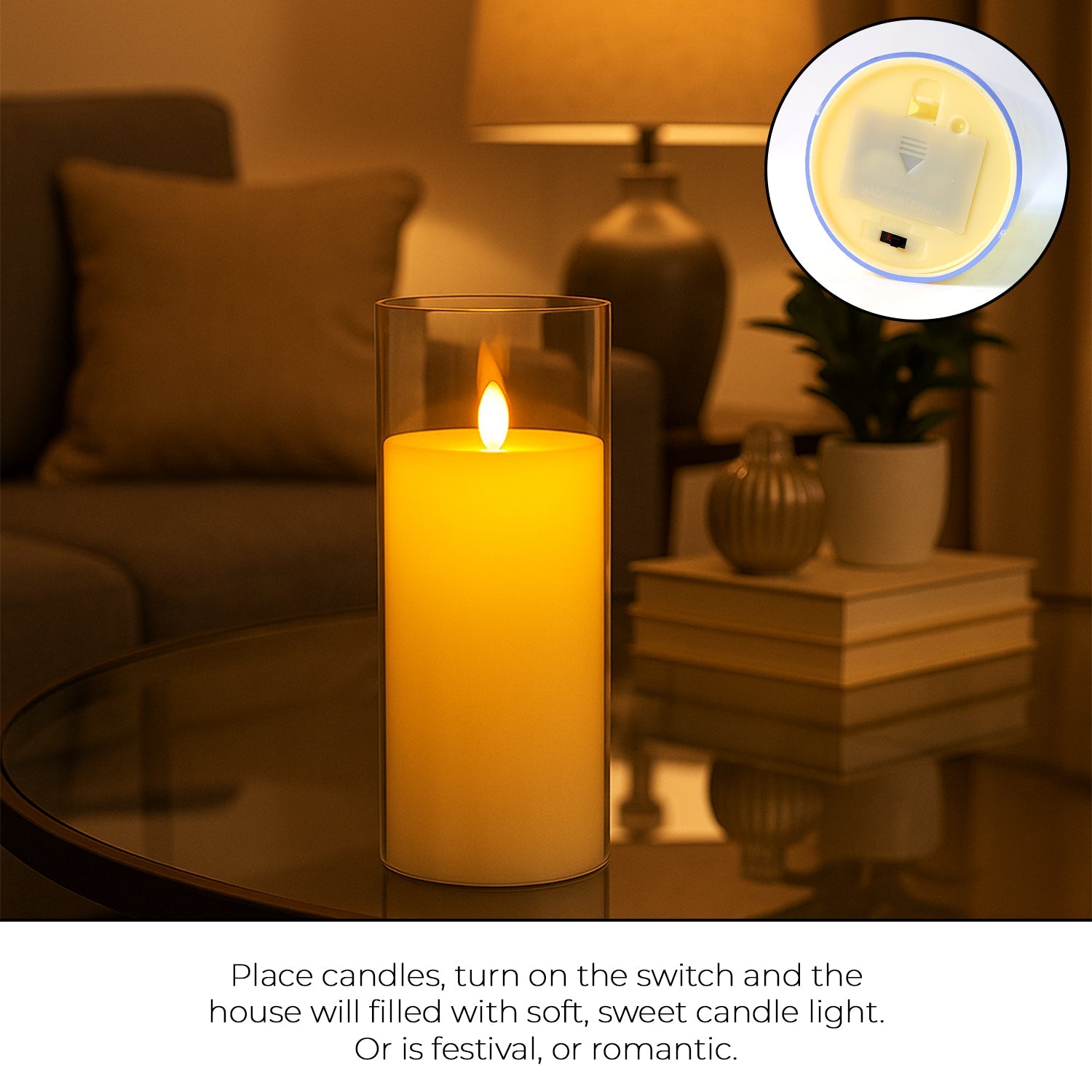 LED Flameless Candle Light with Realistic Flickering Flame Effect in Glass Cover (1 Pc) LED Flameless Candle Light with Realistic Flickering Flame Effect in Glass Cover (1 Pc)